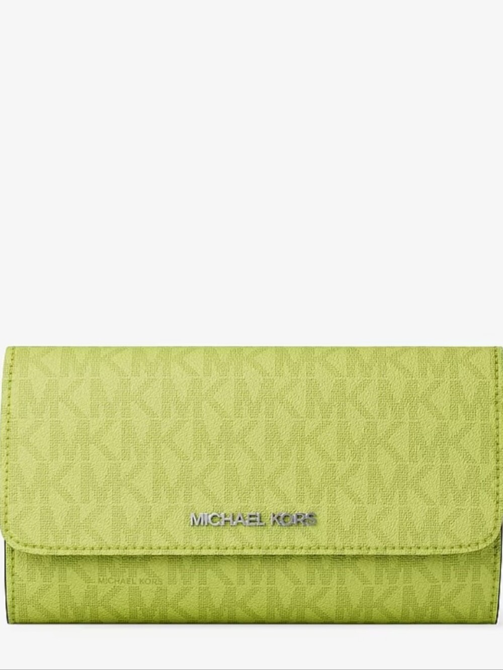 NWT Michael Kors Lime  Jet Set Large Signature Trifold Wallet. - Picture 4 of 4